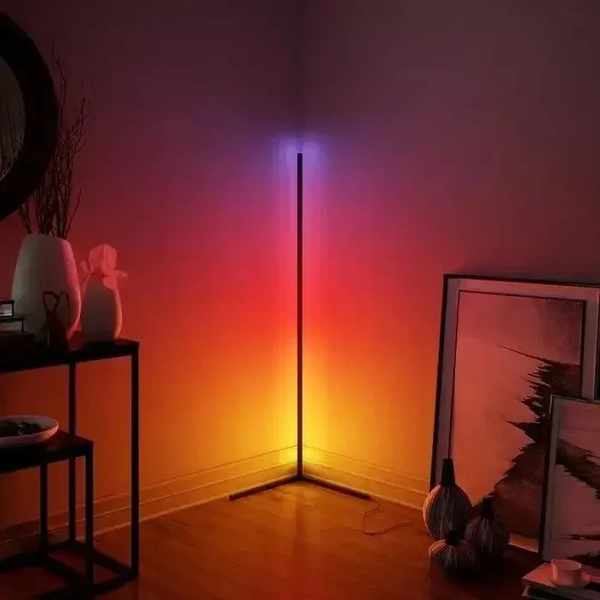 Кутова підлогова RGB лампа-торшер 1.2м з пультом керування: Світлодіодний нічник для атмосфери RGB12 фото